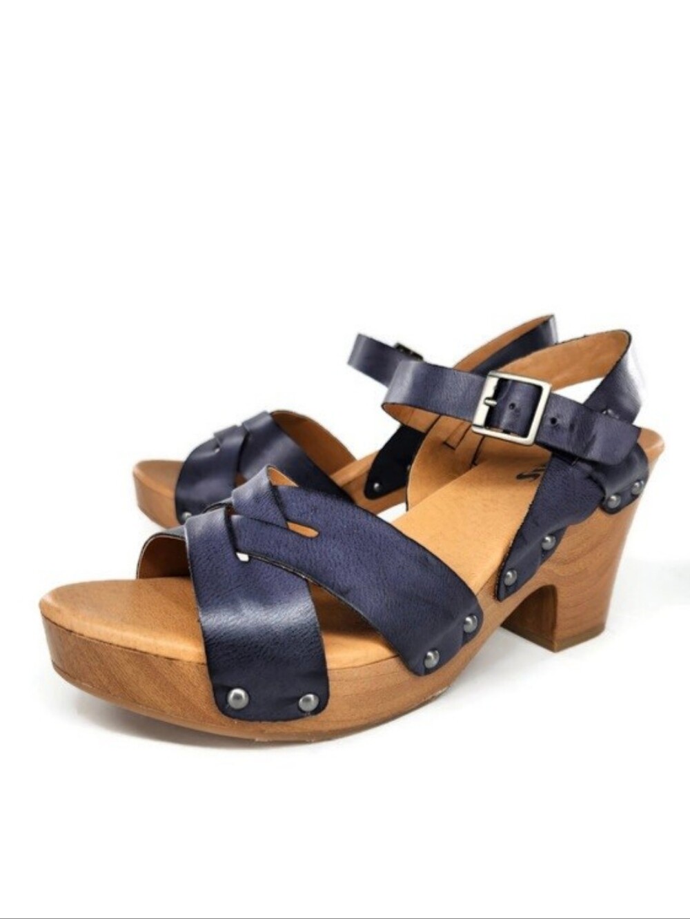 Korks Bagley Navy Blue Criss Cross Straps Open Toe High Heel Platform Sandals